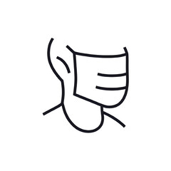 Line Art Illustration: Person Wearing a Face Mask - COVID-19 Prevention Graphic