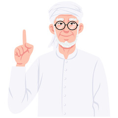 Muslim Scholar Imam Wearing Turban Character Cartoon Illustration