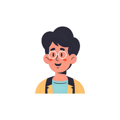 Cartoon Illustration: Smiling Student with Backpack and Glasses