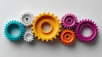Vibrant Gears Illustration: Symbolizing Technology, Connection, and Innovation