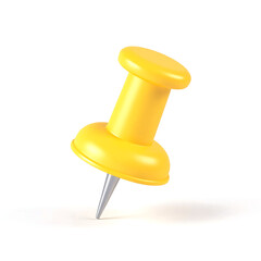 bright yellow push pin stands alone pristine white backdrop rendered photorealistic copy