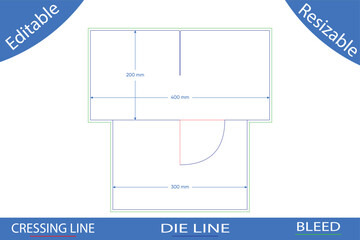 Editable and Resizable Cupcake Box Template with Bleed and Die Line for Packaging Design and Vector,Box Inserts Dielines