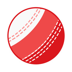 A red and white cricket ball on a white background