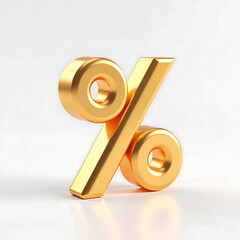 gleaming golden percent sign floats elegantly pristine white surface radiating warm light copy