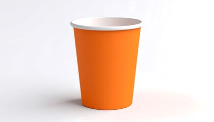 Orange paper cup on white background
