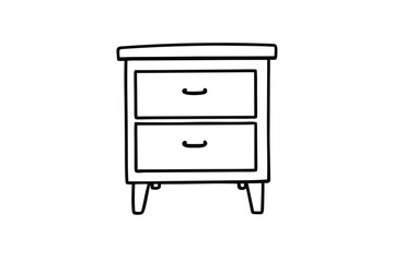 Hand Drawn Nightstand Icon With Drawer No