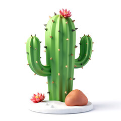 majestic spiny cactus stands alone bright snowy white canvas radiating desert charm rugged copy