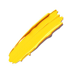 solitary yellow brushstroke crisp white canvas rendered vivid acrylic oil paint textured copy