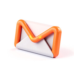 stylized email icon bold lines bright colors metallic sheen set crisp white