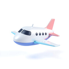 stylized white airplane floats pristine background set bright blue
