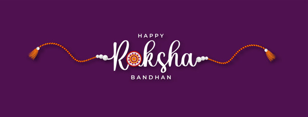 Decorated Rakhi for Indian festival of brother and sister bonding celebration Raksha Bandhan Typography 