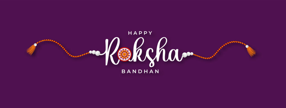 Decorated Rakhi for Indian festival of brother and sister bonding celebration Raksha Bandhan Typography  - Powered by Adobe