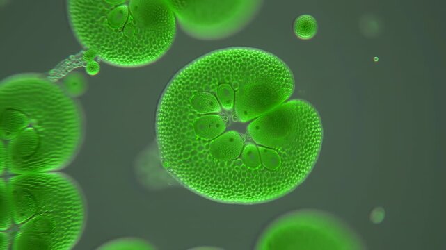 Microscopic view of green algae