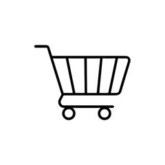 Shopping cart outline icon in minimalist design on white background  