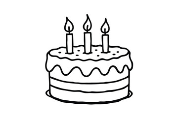Vector Birthday Cake Icon With Candles Hand Drawn