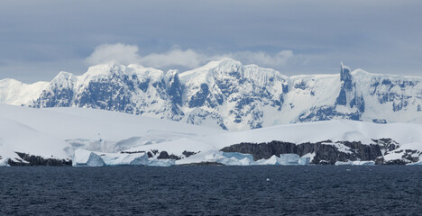 The mountains on Antarctica meeting the Southern Ocean
