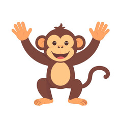 Obraz premium Cheerful Cartoon Monkey With Raised Hands