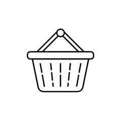 Shopping basket outline illustration in simple minimalist style  