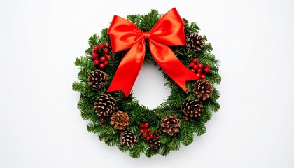 christmas wreath on white background