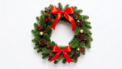 christmas wreath on white background