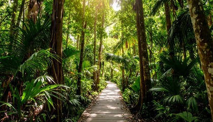 Fototapeta premium Lush tropical boardwalk