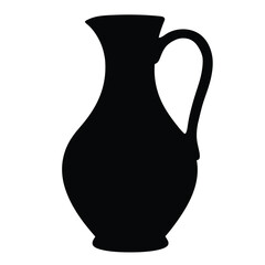Black silhouette of a decorative jug with a curved handle