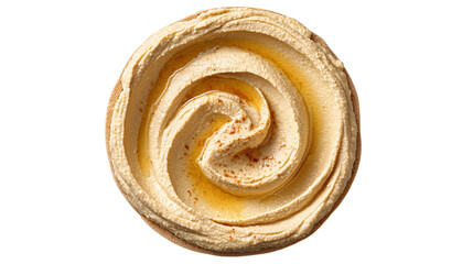 Swirled Hummus in a Bowl Overhead Close Up View