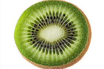 Top View of Half Kiwi Fruit Isolated on White Background