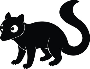 Fototapeta premium A black and white drawing of a black cat with a black tail