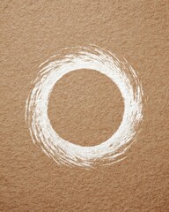 White Circle Brush Stroke on Corkboard Texture Design Element