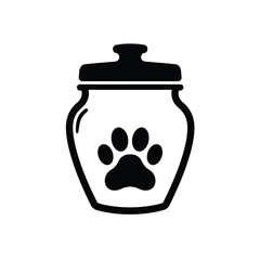 Black dog paw in jar icon white background