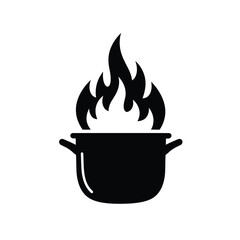 Black pot with flames icon cooking fire