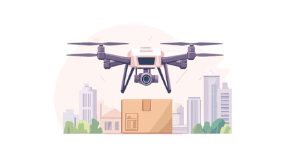 Obraz premium Automated Delivery by Flying Drone - Smart Copter Technology Innovation