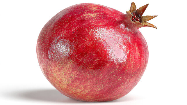 Whole ripe red pomegranate fruit isolated on white background