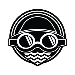 Minimalist logo a swimmer wearing goggles mask vector
