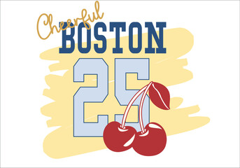 Cherry drawing vector design and slogan.Graphic tee. Fashion style