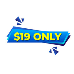 $19 only png, blue colour price tag, fresh file tag, minimal edge label  