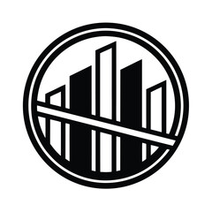 Obraz premium Minimalist logo with bar chart circle symbol icon