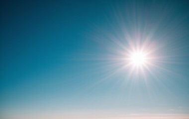 A blue sky with hot sun light, hot weather