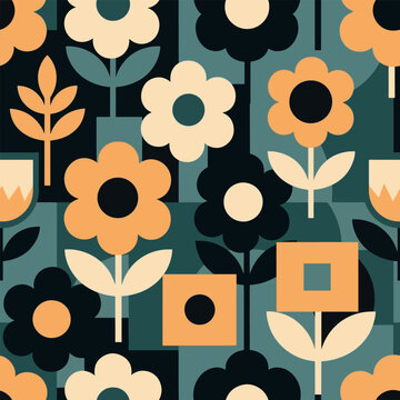 Fototapeta Abstract Retro Flower and Shape Background  