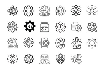 set of gear various icon