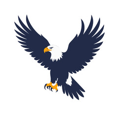 Obraz premium Majestic Bald Eagle In Flight Silhouette Design