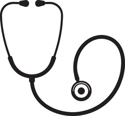 Stethoscope Medical Tool in Black | Vector Icon Silhouette Illustration Format
