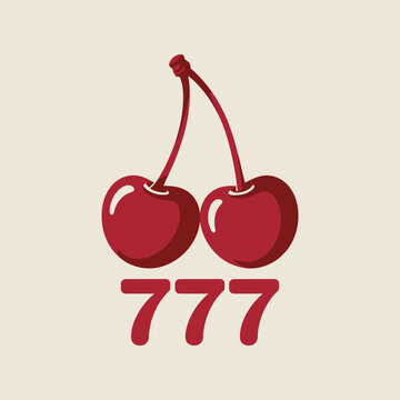 Red cherry icon with lucky triple seven concept