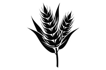Black and White Illustration of Wheat Stalks with Grain Heads and Leaves