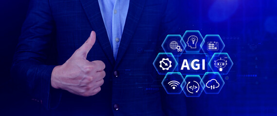 AGI concept, Artificial general intelligence, AI knowledge learning technology, AGI is the future...