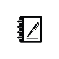 Black notebook and pen icon writing journaling