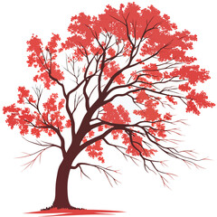 Obraz premium vector tree with red leaves