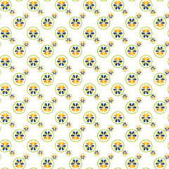 Seamless Abstract Floral Pattern with Colorful Geometric Circular Elements