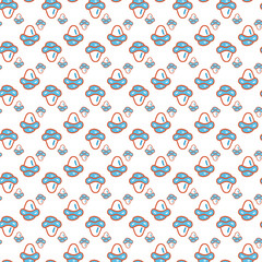 Playful Seamless Pattern With Colorful Cartoon Mushrooms on White Background